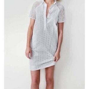 J.Crew White 100% Cotton Eyelet Embroidered Shirt Dress Size Large